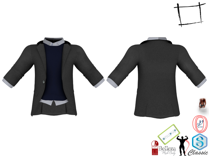  FullPerm  Stylish Gray Jacket With Sweater and Checkered Shirt Signature, Belleza Jake, Gamit, Adin, Slink, Legacy Male