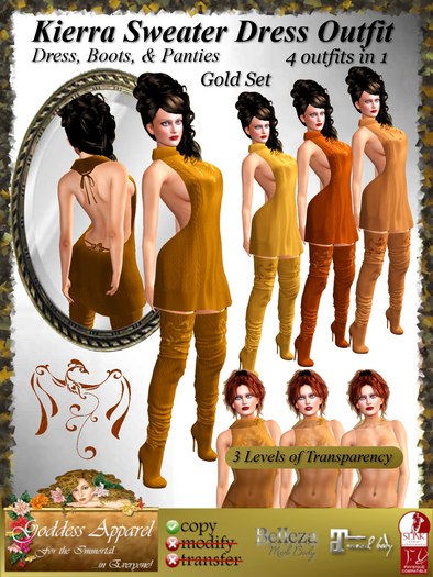 *Goddess* Kierra Sweater Dress Outfit Gold Set