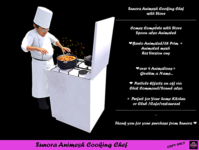 Sunora Animesh Cooking Chef with Stove