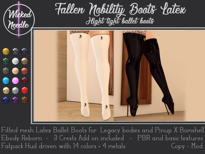 ~W-N~ Fallen Nobility high tight ballet boots PBR latex