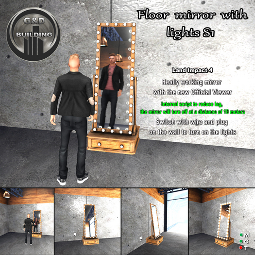 G&D BUILDING Floor mirror with lights S1