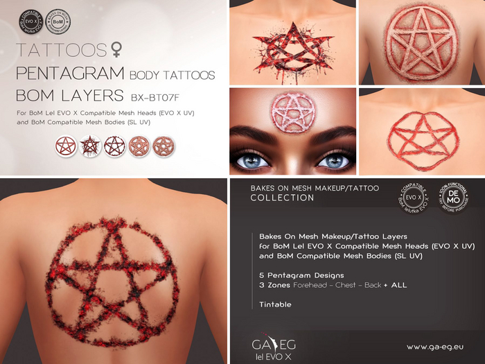 [GA.EG] Tattoos DEMO - BX-BT07F Female Pentagram Scarifications - BOM