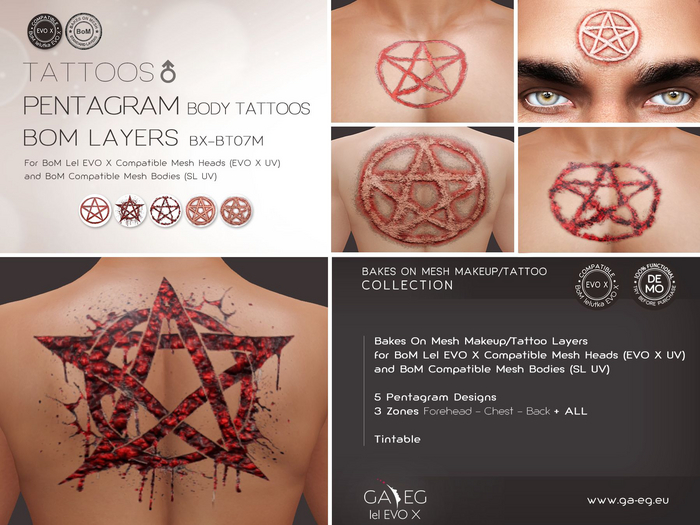 [GA.EG] Tattoos DEMO - BX-BT07M Male Pentagram Scarifications - BOM