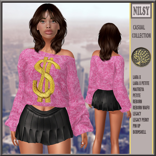 OFFSHOULDER SWEATER&LEATHER SKIRT