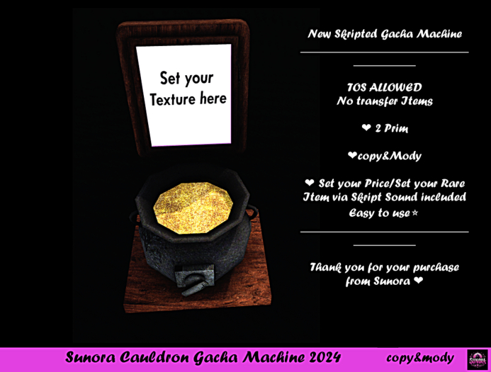 Sunora Cauldron Gacha Machine 2024