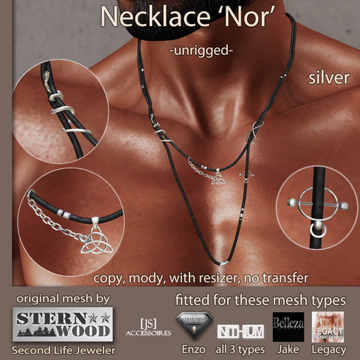 {JS} Necklace 'Nor' - silver