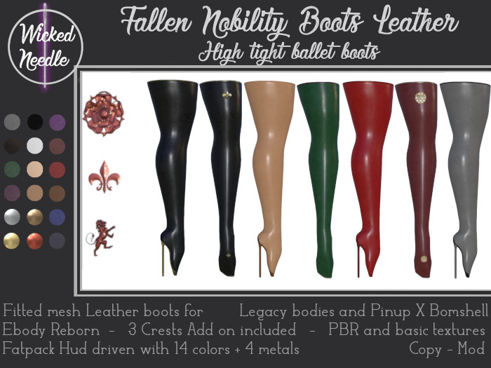 ~W-N~ Fallen Nobility hight tight ballet boots PBR Leather