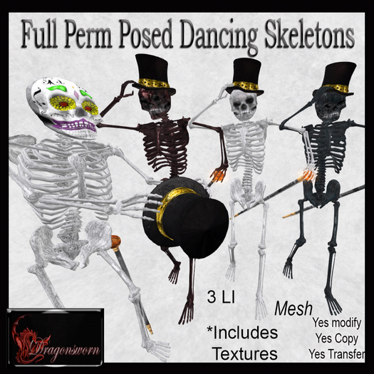 Full Perm Posed Dancing Skeletons
