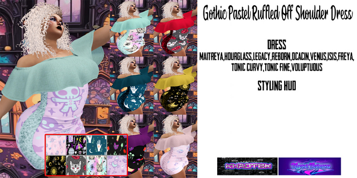 :.KF.: Gothic Pastel Ruffled Off Shoulder Dress DEMO