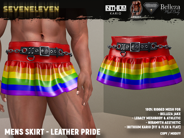 [SEVENELEVEN] Mens Skirt - Leather Pride