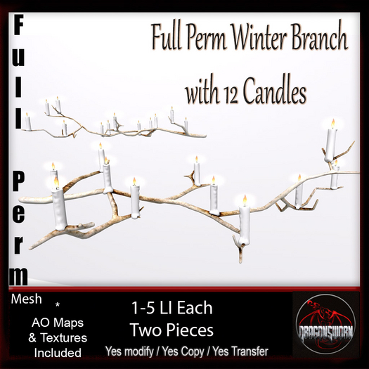 Full Perm Winter Branch with 12 Candles