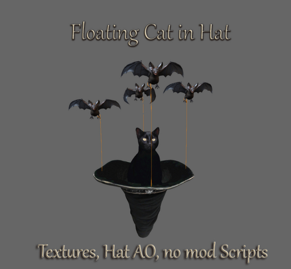 Halloween Bad Katz Floating Cat with Bats full perm 