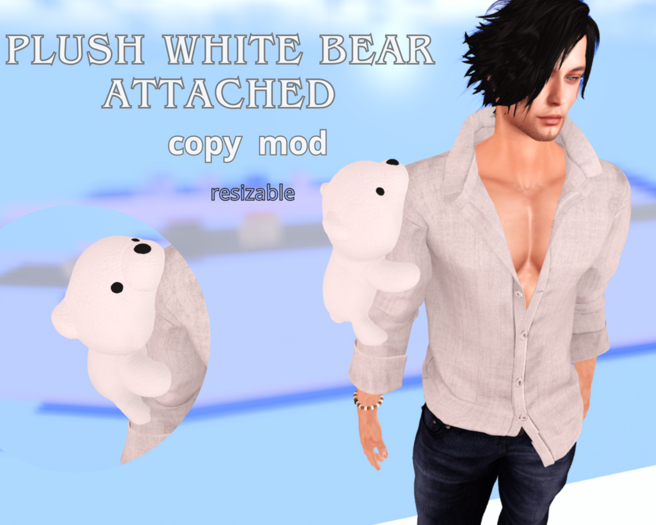 Attached Plush white bear