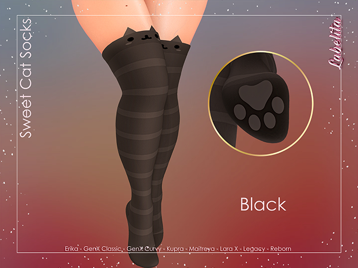 [LABELITA] Sweet Cat Socks Black