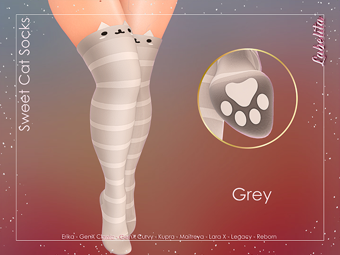 [LABELITA] Sweet Cat Socks Grey