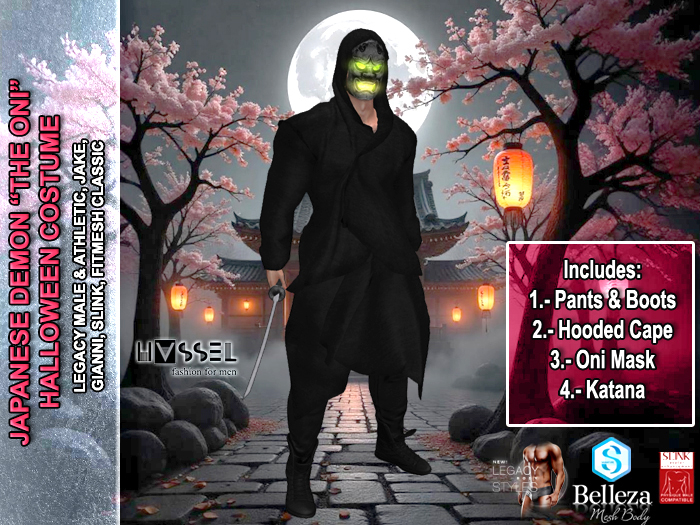 (HASSEL) THE ONI OUTFIT JAPANESE DEMON HALLOWEEN COSTUME LEGACY MALE, LEGACY ATHLETIC, JAKE, GIANNI, SLINK MALE 451