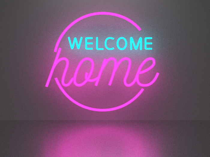 Welcome home neon sign Full Permission