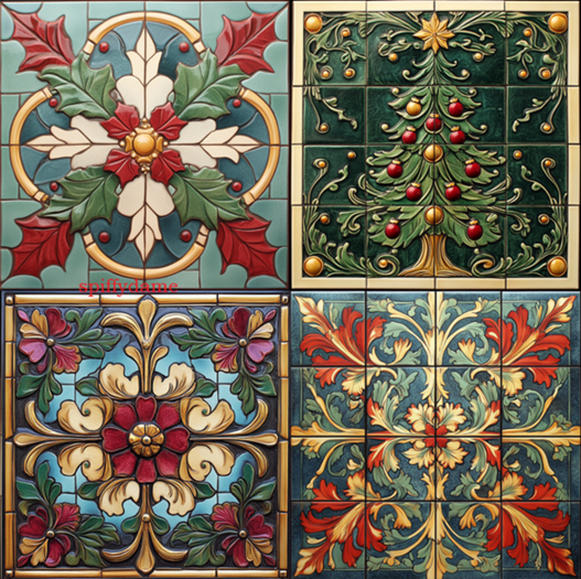 Christmas Tree Eclectic Art Nouveau Tiling Texture