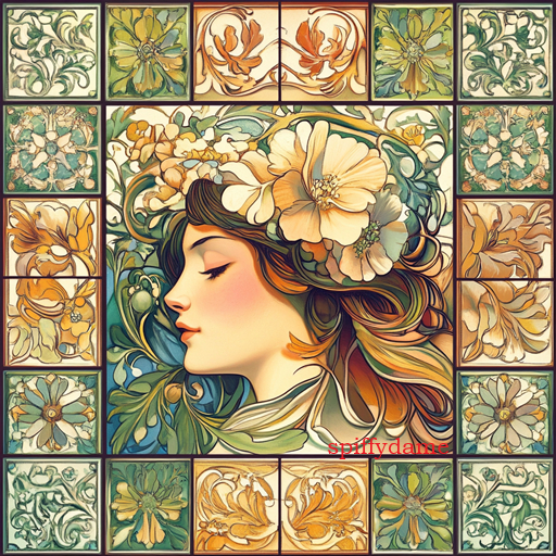 Beautiful Mucha Art Nouveau Tiling Texture