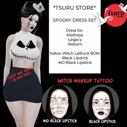 *Tsuru Store* Spooky Jack Pack - Dress and Makeup Tattoo