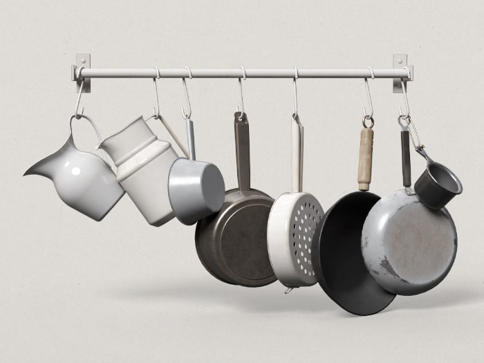 Nutmeg. Vintage Flat Kitchen Cookware Rack / add me
