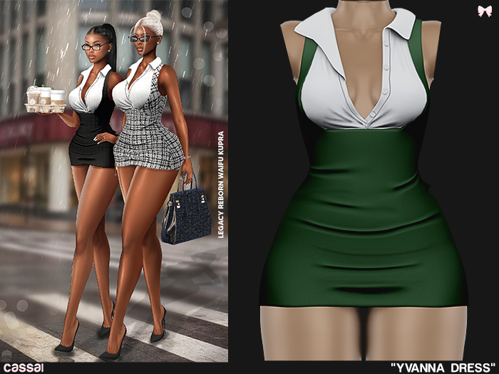 #CASSAI. - "Yvanna" Dress - Emerald//Snow