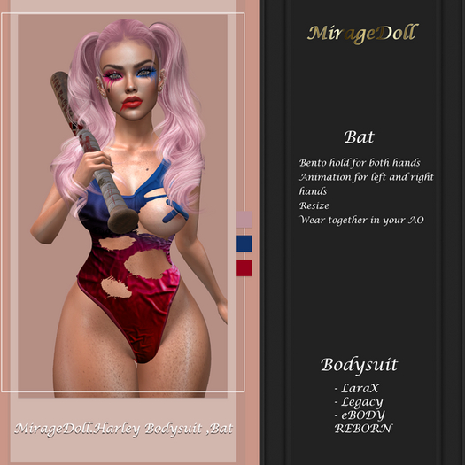 GIFT MirageDoll.Harley Bodysuit ,Bat