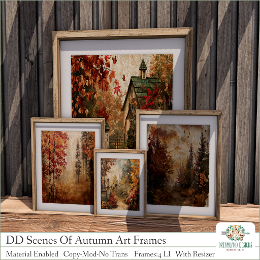 Second Life Marketplace - DD Scenes Of Autumn Art Frames /ADD
