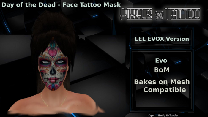 PIXELS TATTOO - Day of the Dead Mask 6 tattoo