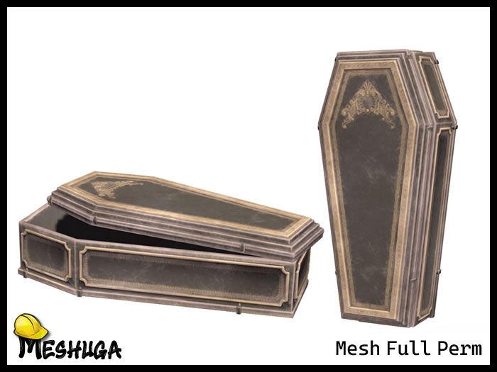 Meshuga Halloween Cemetery Metal Coffin FULL PERM MESH 