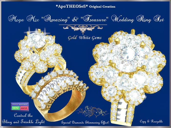 Mega Mix Gold Amazing & Treasure Wedding Ring Set