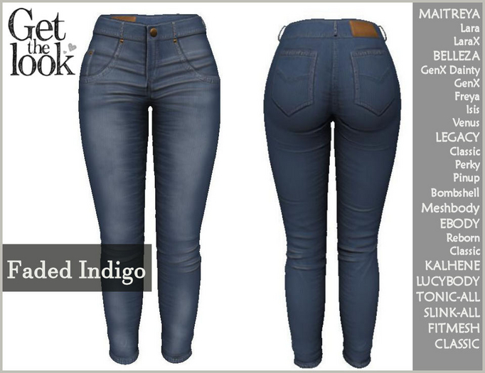 PERFECT SKINNY JEANS-FADED INDIGO-MAITREYA LARA & LARAX-BELLEZA ISIS & FREYA & VENUS-LEGACY-EBODY REBORN-SLINK-CLASSIC