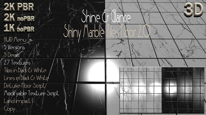 Shine & Glance - Marble Tiles Floor - Black & White 2.0 - PBR