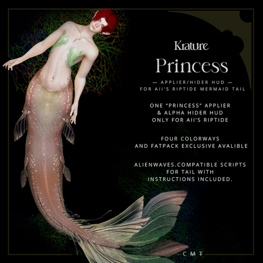 ((Krature)) - Princess - Mermaid Tail Riptide Applier HUD - Peach