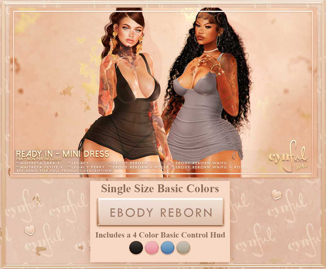 Cynful Ready In - Mini Dress - eBody Reborn  (Single Size Basic Colors)