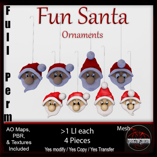 Full Perm Fun Santa Ornaments
