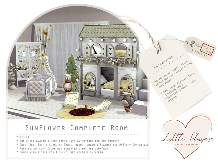 Sunflower Complete Room CHILD AVATAR
