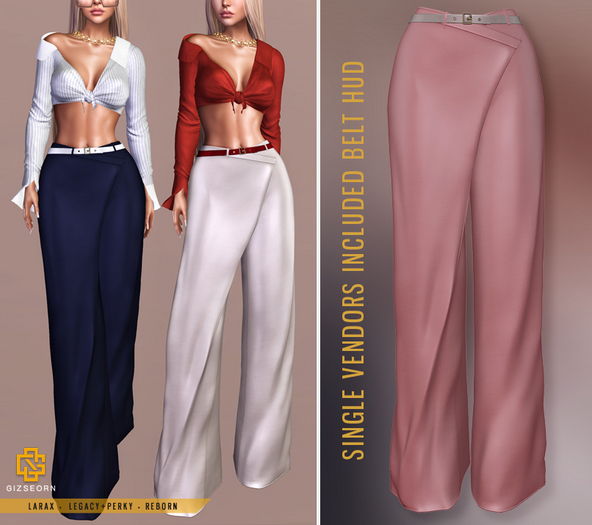 GIZ SEORN: 'Cielle' Wrapped Pants [Pink]