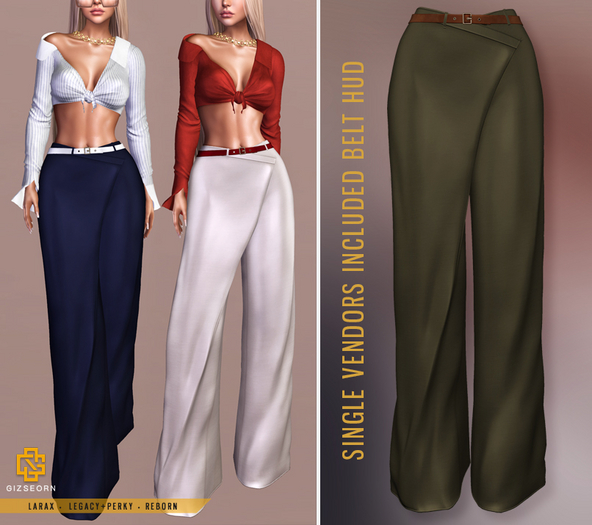 GIZ SEORN: 'Cielle' Wrapped Pants [Green]