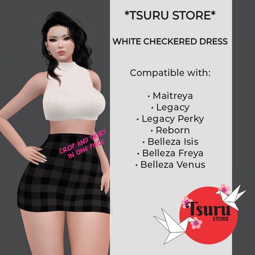 *Tsuru Store* Dress - White Checkered