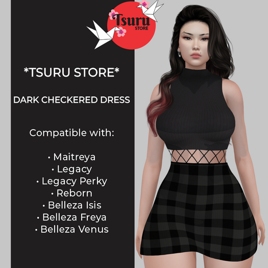 *Tsuru Store* Dress - Dark Checkered