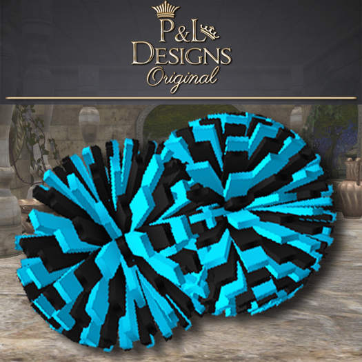 [P&L] - Pom Poms - Aqua and Black Pom Poms