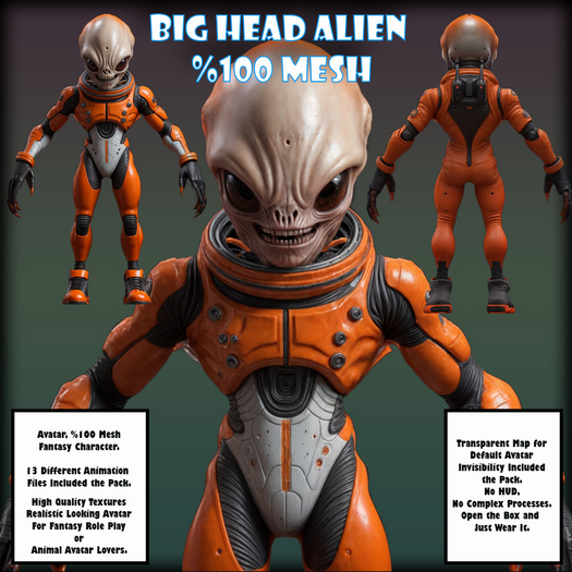 MADEINUK - Big Head Alien - Mesh Avatar