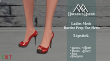 *HH* Ladies Mesh Bardot Peep-Toe Heels Lipstick
