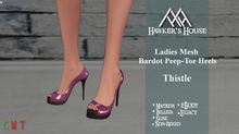 *HH* Ladies Mesh Bardot Peep-Toe Heels Thistle