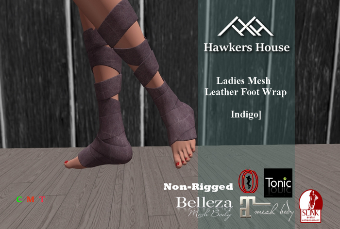 *HH* Ladies Mesh Leather Foot Wrap Indigo