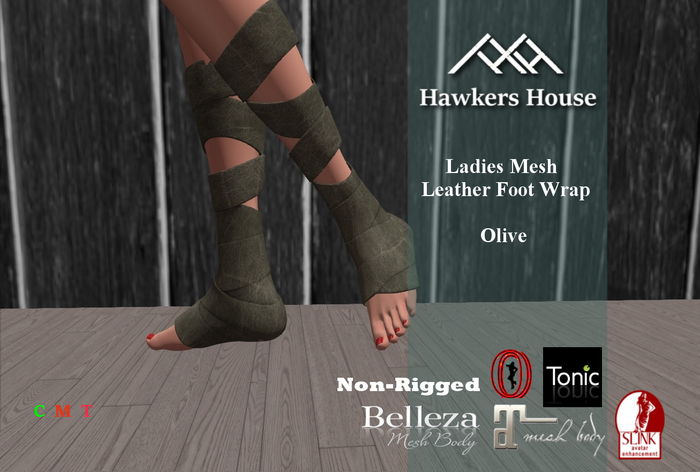 *HH* Ladies Mesh Leather Foot Wrap Olive