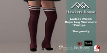 (HH* Ladies Mesh Raya Leg Warmers Burgundy