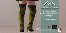 (HH* Ladies Mesh Raya Leg Warmers Gold Stripe