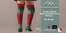 (HH* Ladies Mesh Raya Leg Warmers Ho Ho Ho